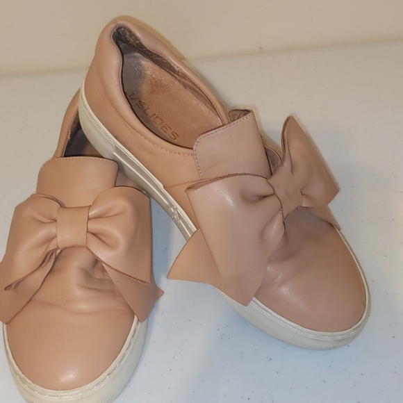 J/Slide Leather Bow  Platform Pink Sneakers - Picture 2 of 8